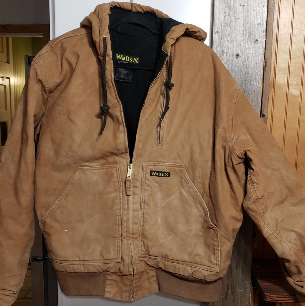 Walls Men Oversized Large Hooded Insulated Distressed Work Jacket Barn Coat